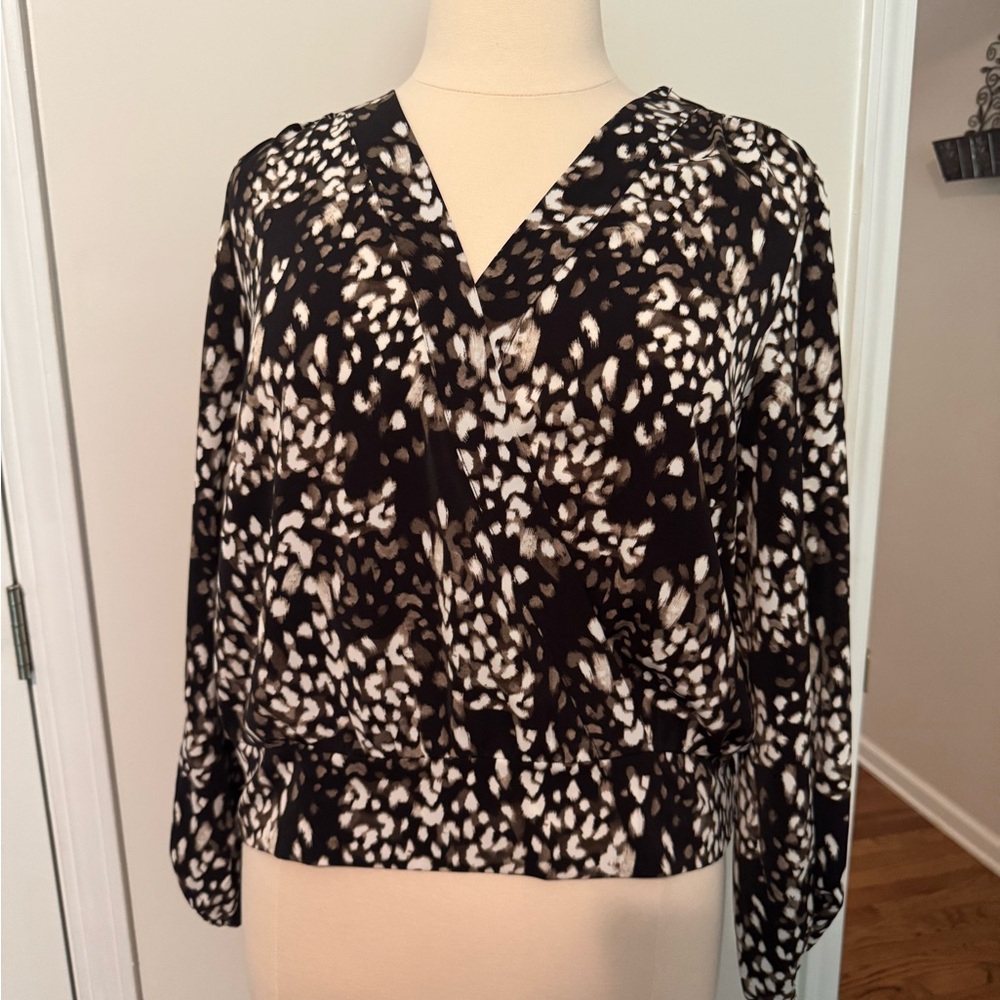Nine West Abstract Black and White Blouse